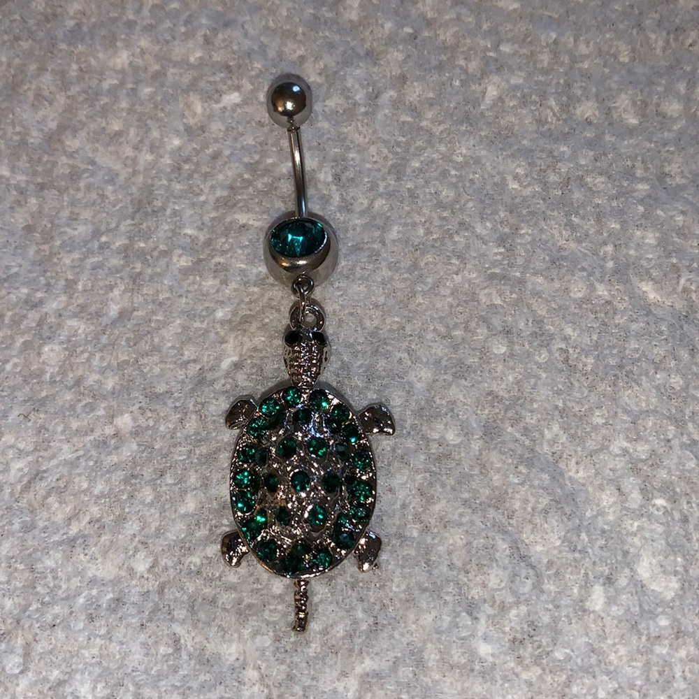 Dark green gem 🐢 belly ring